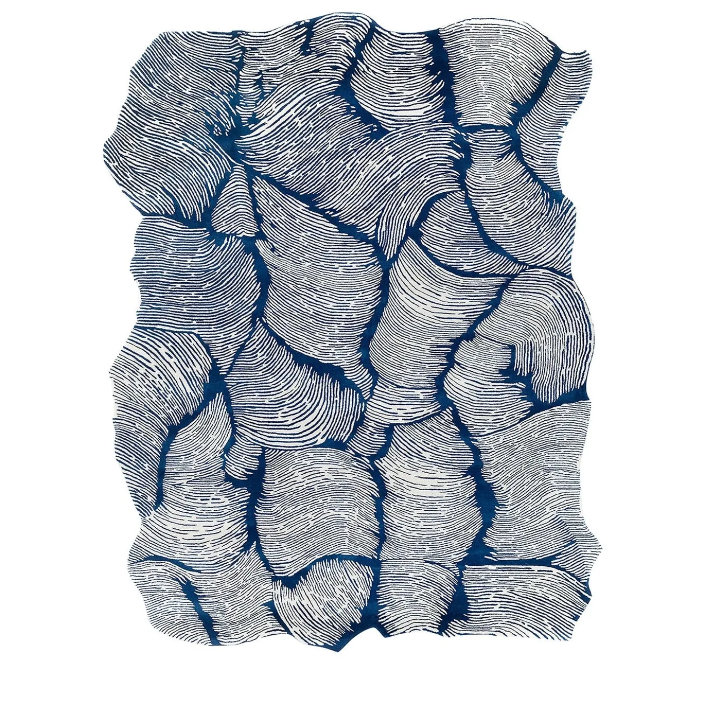 Tappeto rettangolare Oceano blu in lana