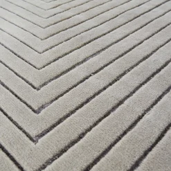 Tappeto rettangolare Plano PL104 in lana grigia