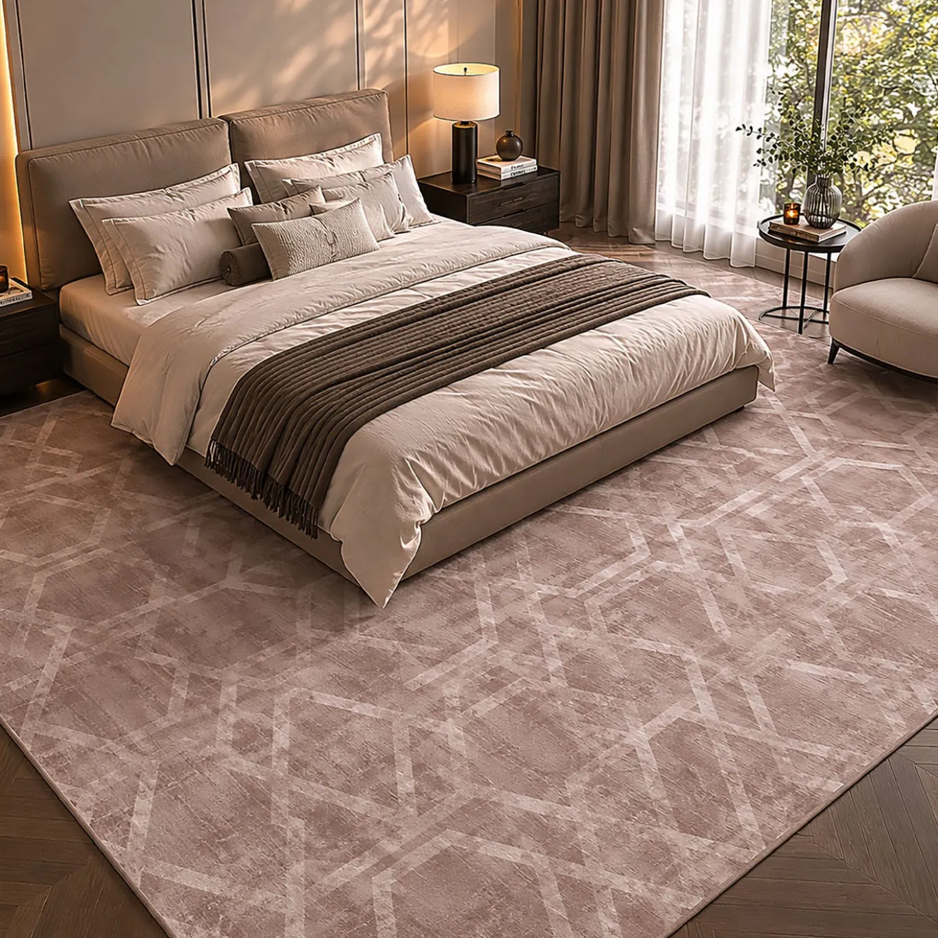 Tappeto rettangolare Whisper Prism in viscosa rosa