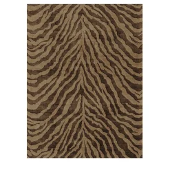 Tappeto rettangolare Zebra Waves in viscosa marrone
