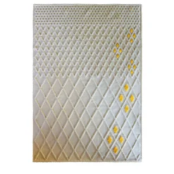 Tappeto Rombi Crescenti rettangolare ecrù e giallo
