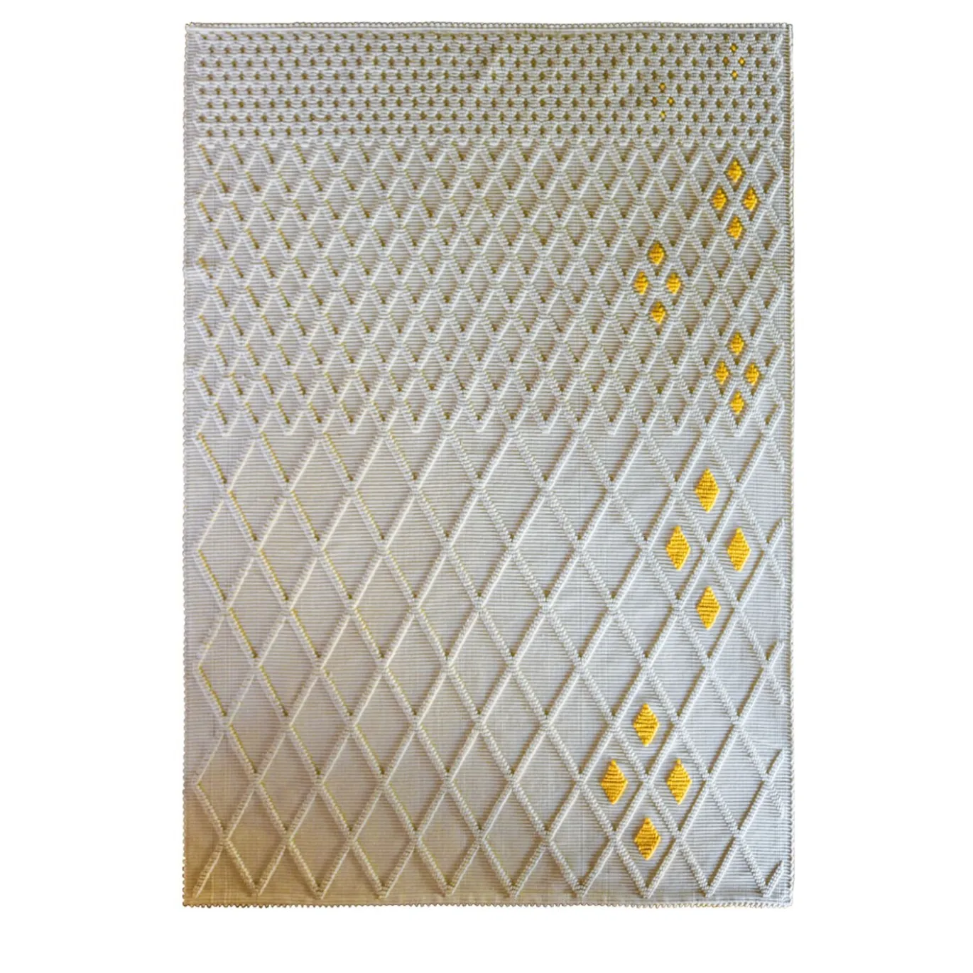 Tappeto Rombi Crescenti rettangolare ecrù e giallo