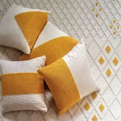 Tappeto Rombi Crescenti rettangolare ecrù e giallo