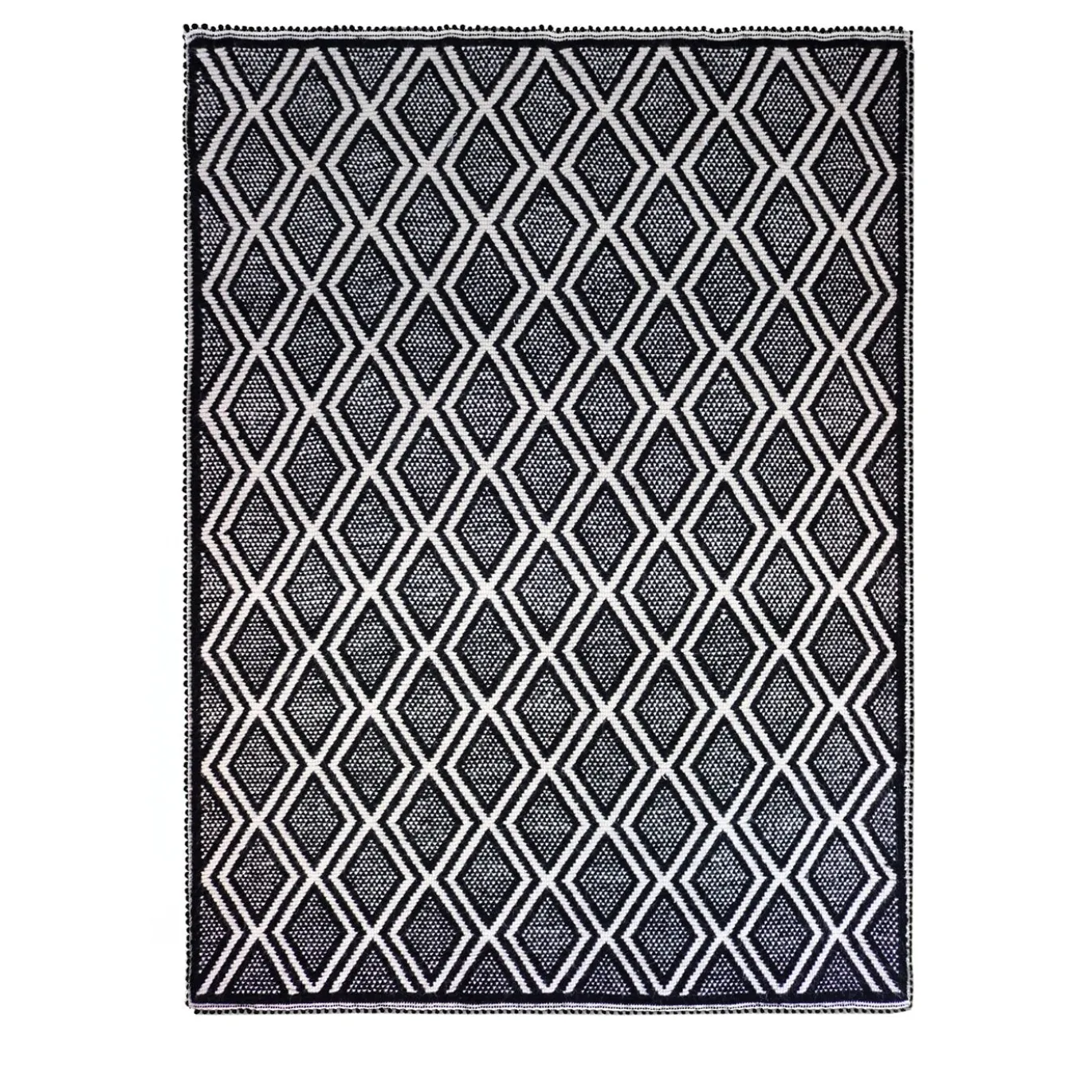 Tappeto Rombi rettangolare bianco e nero
