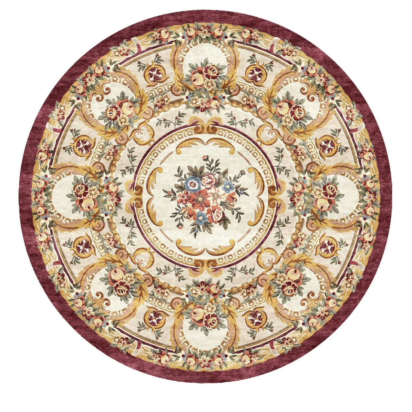 Tappeto rotondo Aristocrat Floral in seta di bambù multicolore