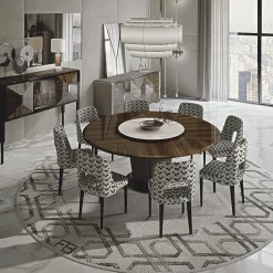 Tappeto rotondo di ispirazione Art Déco in grigio tenue