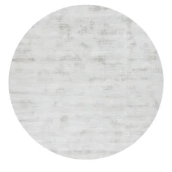Tappeto rotondo Feel in seta di banano grigio perla