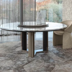 Tappeto Rotondo Horus Beige in Viscosa