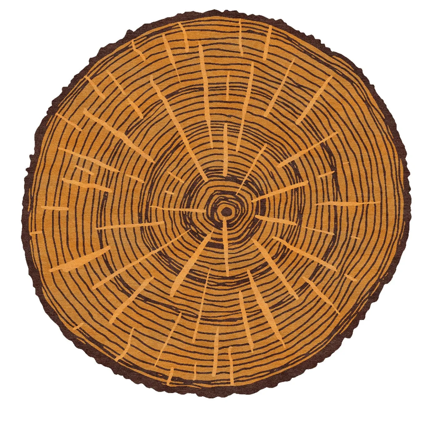 Tappeto Rotondo The Tree Calendar in Lana Arancione