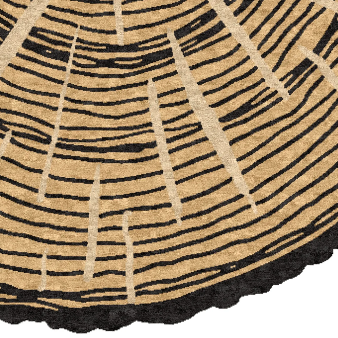 Tappeto Rotondo The Tree Calendar in Lana Beige