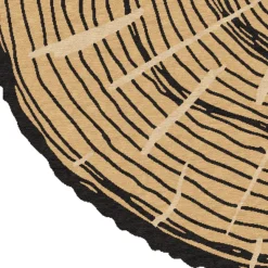 Tappeto Rotondo The Tree Calendar in Lana Beige