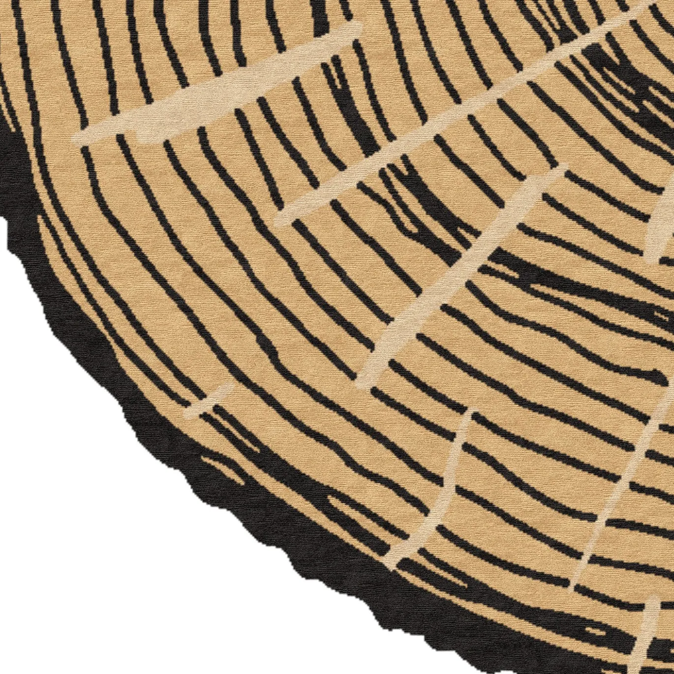 Tappeto Rotondo The Tree Calendar in Lana Beige