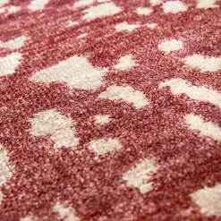 Tappeto Runner Mars rosso e bianco in seta di bambù lavorato a mano