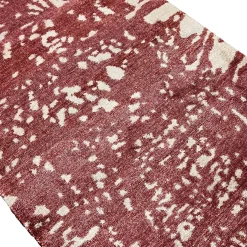 Tappeto Runner Mars rosso e bianco in seta di bambù lavorato a mano