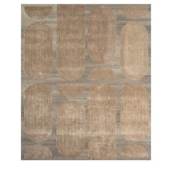 Tappeto Subtle Grooves Soft Beige & Natural Gray trapuntato a mano
