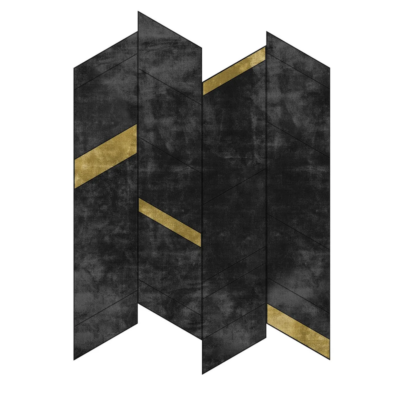 Tappeto Tangram Gipsy Asymmetrical Black & Gold di Dainelli Studio