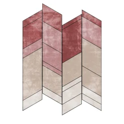 Tappeto Tangram Pinkie Asymmetrical Red & Beige di Dainelli Studio