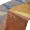 Tappeto Tessutoa Mano Silver Grey & Golden Apricot Origami Geometry