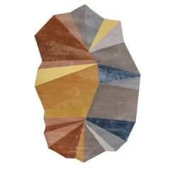 Tappeto Tessutoa Mano Silver Grey & Golden Apricot Origami Geometry