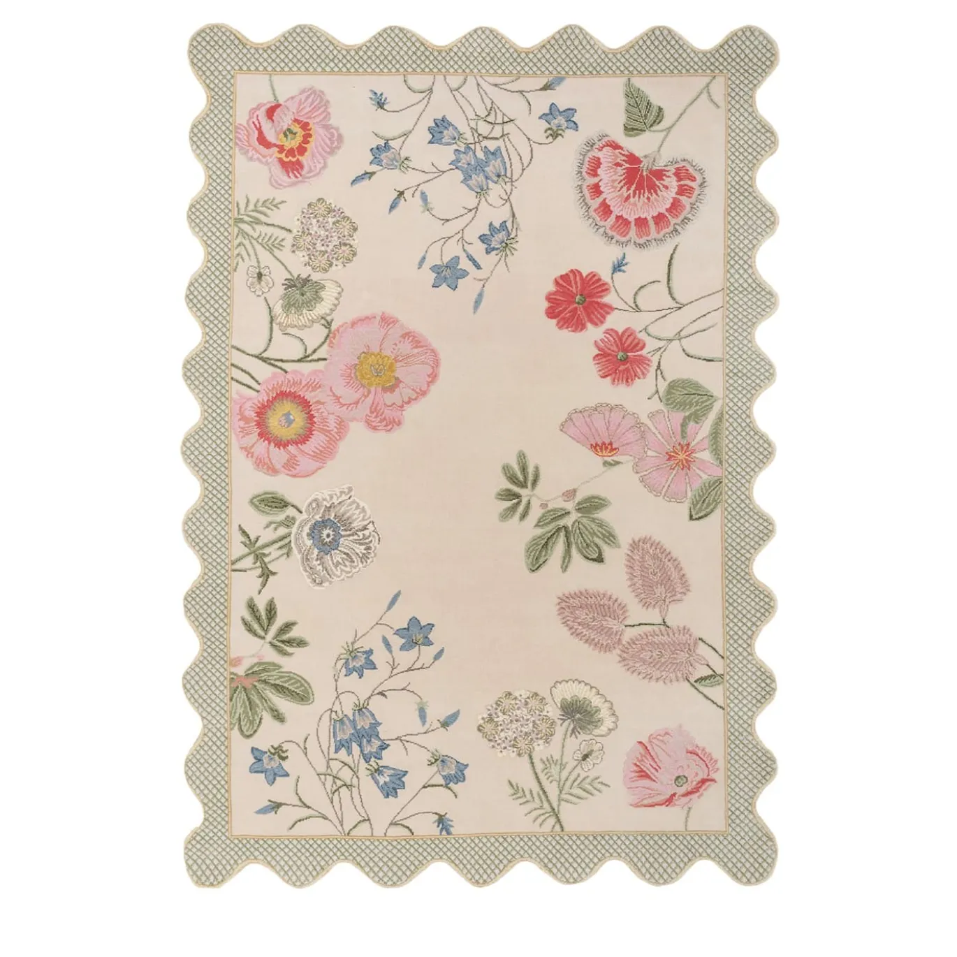 Tappeto The Flower Meadow Annodato a Mano in Lana e Cotone di Tatiana de Nicolay