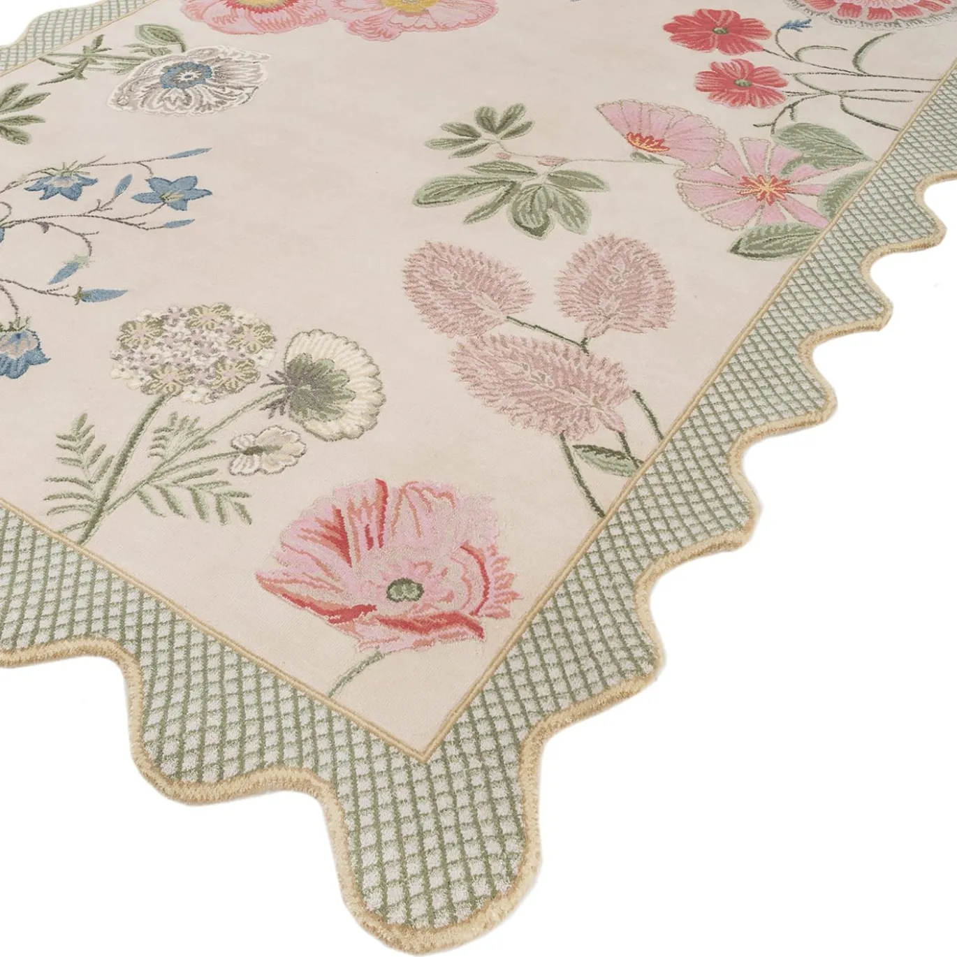 Tappeto The Flower Meadow Annodato a Mano in Lana e Cotone di Tatiana de Nicolay