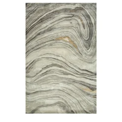 Tappeto Tuftato a Mano Dreamy Grooves Grigio Classico e Legno di Frassino
