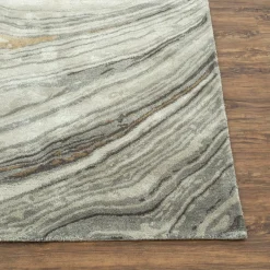 Tappeto Tuftato a Mano Dreamy Grooves Grigio Classico e Legno di Frassino