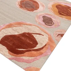 Tappeto Tuftato a Mano Rosa Tenue e Rosso Bruciato