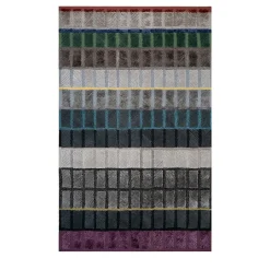 Tappeto Urban Grid Charcoal Slate & Ink Blue trapuntato a mano