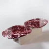 Taras Red Levanto Marble And White Oak Wood Coffee Table
