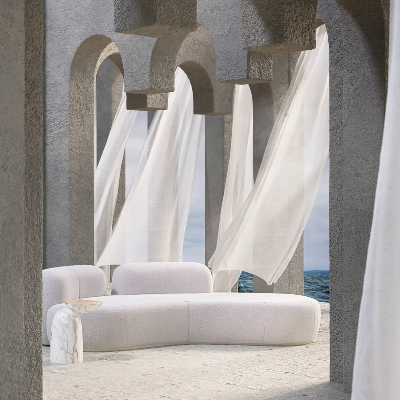 Tateyama 2Bl Xl Pearl Bouclè Sofa