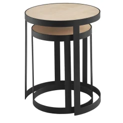 Tavolinetto Basso Bea con Struttura in Ferro Top in Legno