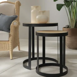 Tavolinetto Basso Bea con Struttura in Ferro Top in Legno