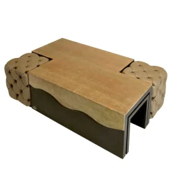 Tavolini da Caffè Modulari Onda con Pouf in Pelle