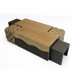 Tavolini da Caffè Modulari Onda con Pouf in Pelle
