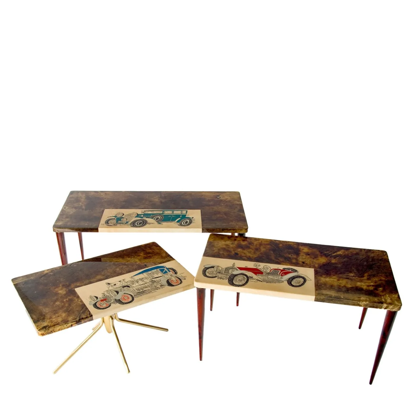 Tavolini della collezione Tura di Aldo Tura e Alessandro Mendini