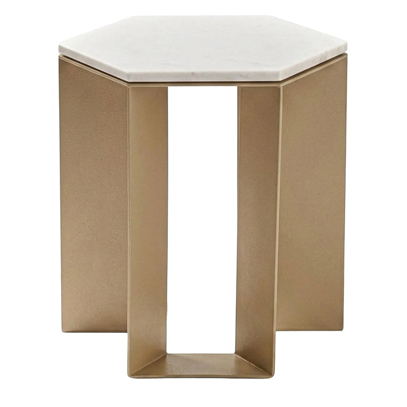 Tavolino Alato in metallo verniciato oro e piano in marmo bianco di Antonio Saporito