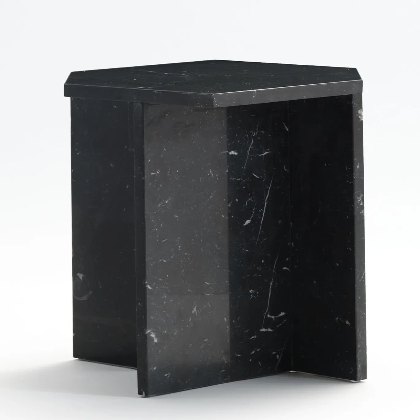 Tavolino Alcubo esagonale nero Marquinia di Antonio Saporito