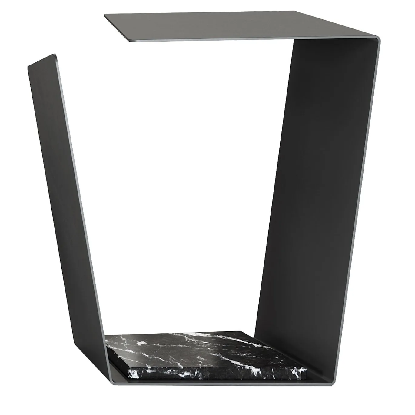 Tavolino alto Essential in metallo nero e marmo nero