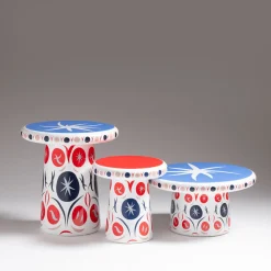 Tavolino alto in ceramica multicolore Danza T-Table