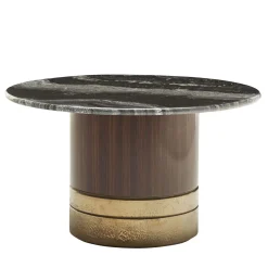 Tavolino Alto Rotondo Alma-Decor ED/50 426 con Piano in Marmo Paradiso Argento