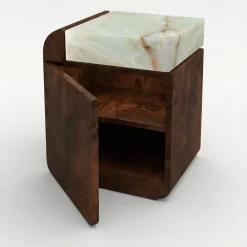 Tavolino Amo in Legno Radica Scura con Top in Onice Verde