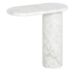 Tavolino a sbalzo a L in marmo bianco di Carrara