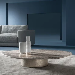 Tavolino Atollo in marmo Travertino Silver di CSM