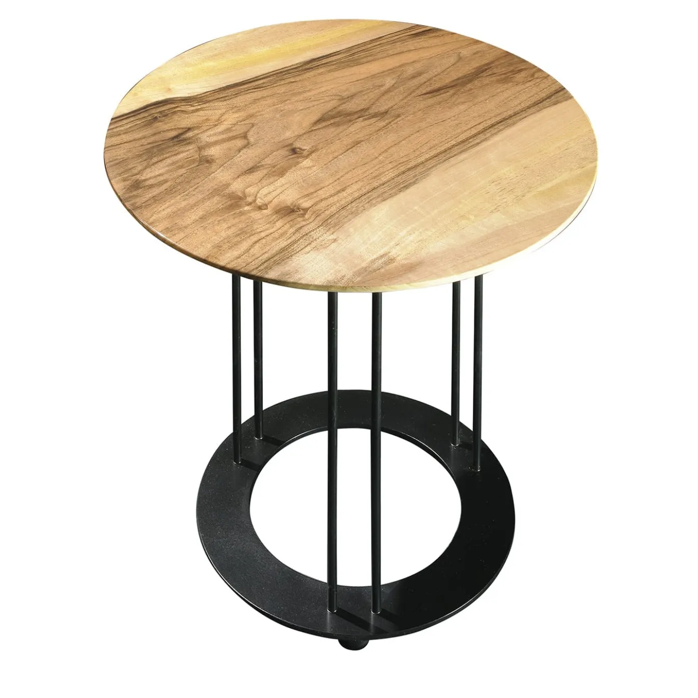 Tavolino Aureola in legno di noce beige e nero opaco
