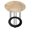 Tavolino Aureola in legno di olmo crema e nero opaco
