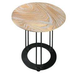 Tavolino Aureola in legno di olmo crema e nero opaco