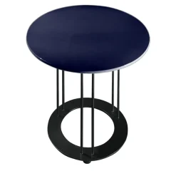 Tavolino Aureola laccato blu e nero opaco