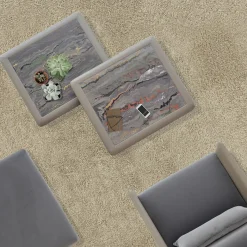 Tavolino basso Dolcevita in pelle e ceramica beige