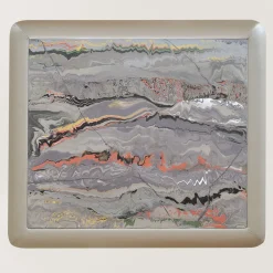 Tavolino basso Dolcevita in pelle e ceramica beige